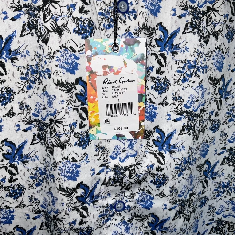 Robert Graham Blue Floral Men's Shirt Large reg fit - Picture 5 of 5